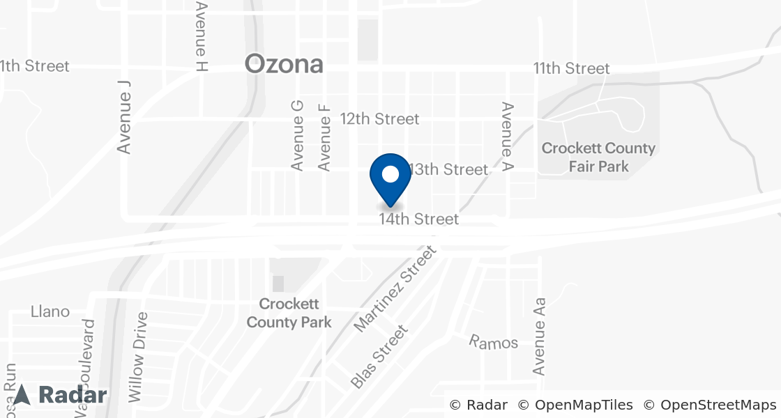 Map of Dairy Queen Location:: 402 14th St, Ozona, TX, 76943